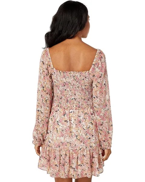 Платье 1.STATE Square Neck Smocked Bodice Dress, цвет Tuscan Wallflowers