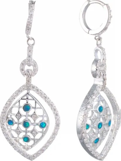 Серьги женские из серебра Джей Ви SE-00197, опал/фианит