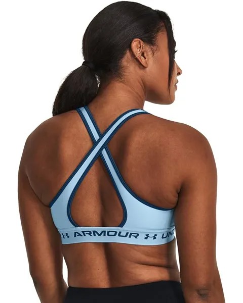 Бюстгальтер Under Armour Cross-Back Mid Bra, цвет Blizzard/Varsity Blue