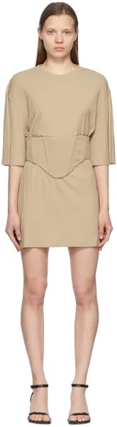 Коричневое хлопковое мини-платье Dion Lee