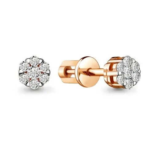 Серьги золото, 585 проба, фианит