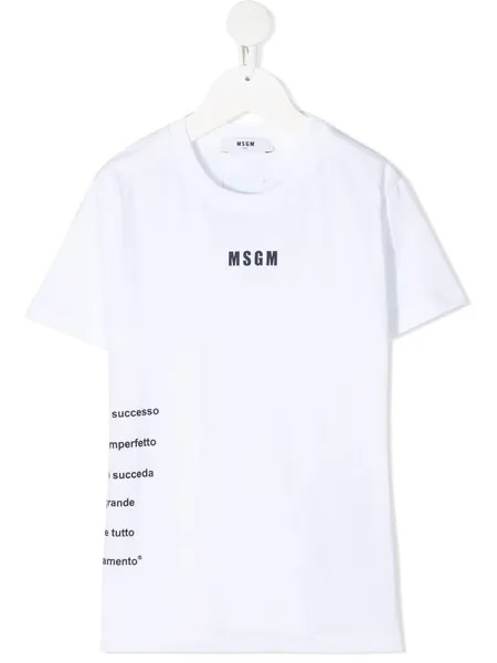 MSGM Kids футболка с нашивкой-логотипом