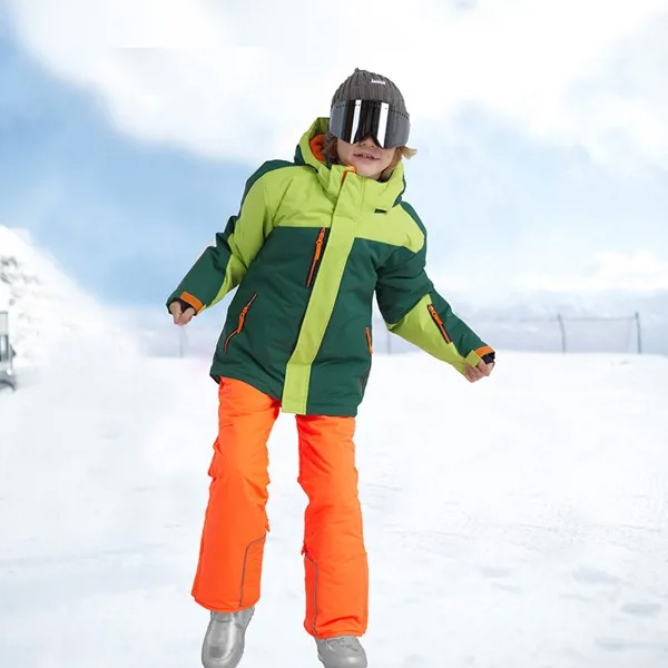 Зимний детский лыжный костюм для мальчиков, куртка для сноуборда, ветрозащитный водонепроницаемый комбинезон, лыжный комплект, теплая курт...