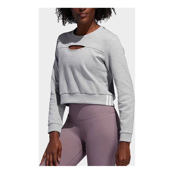 Толстовка (WMNS) adidas Short Training Sports Gray Hoodie, серый