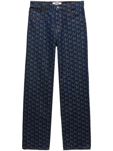 MSGM джинсы с монограммой, синий