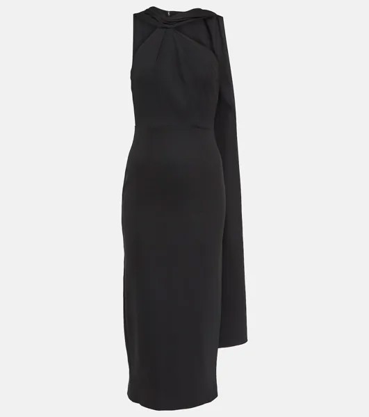 Платье миди из эластичного кади с накидкой ROLAND MOURET, черный