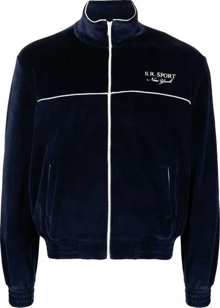 Куртка Sporty & Rich SR Sport Velour Track Jacket 'Navy/White', синий