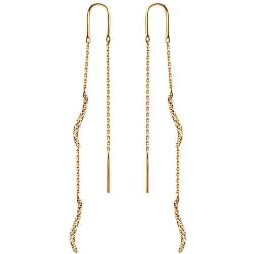 Серьги цепочки Diamant online, красное золото, 585 проба, длина 7 см
