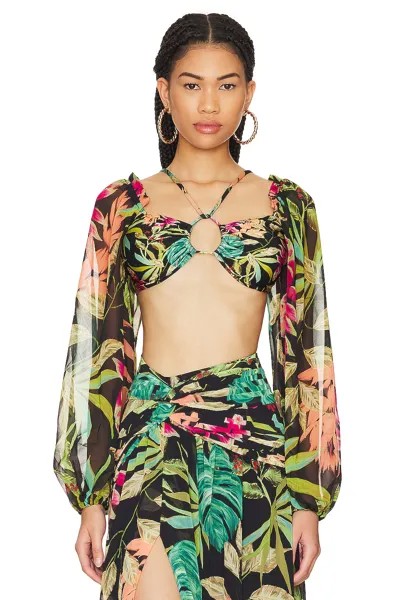 Топ PatBO Tropicalia Stretch Crop, черный