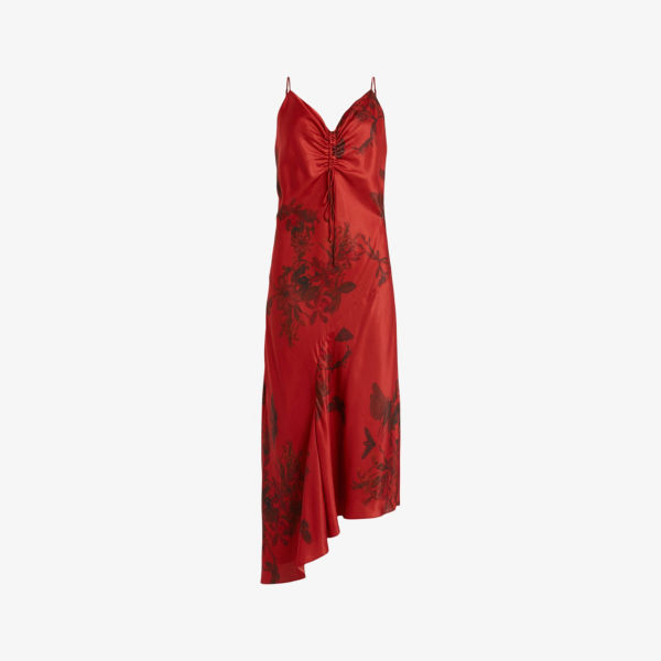 Платье миди alexia с цветочным принтом Allsaints, красный