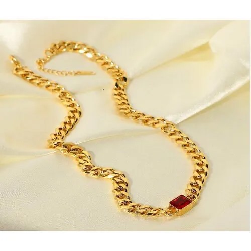 Колье, циркон, Swarovski Zirconia, длина 40 см, золотой