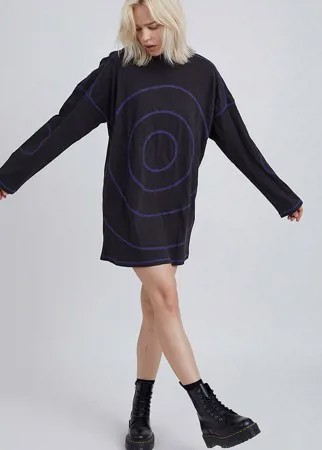 Oversized платье-футболка с контрастными декоративными швами The Ragged Priest-Черный цвет
