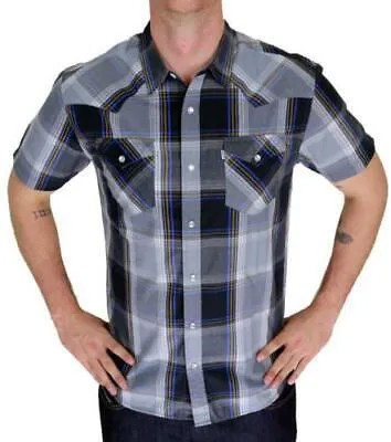 Мужская классическая рубашка в клетку с геометрическим рисунком на пуговицах Levis 3LYSW6062-CVR