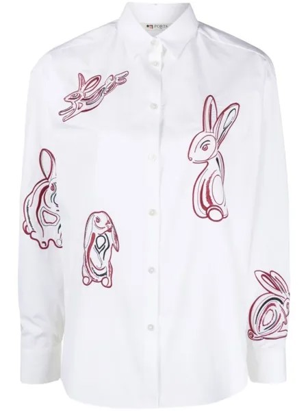Ports 1961 рубашка с длинными рукавами и вышивкой, белый