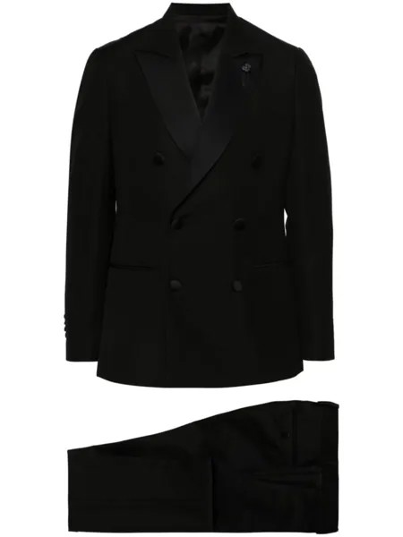 Lardini костюм из смесовой шерсти с двубортным пиджаком, черный