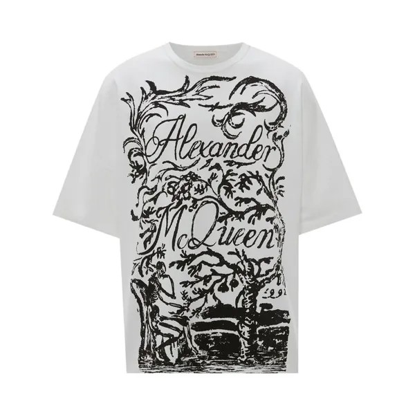 Футболка Alexander McQueen Skeleton Print T-Shirt 'White/Black', белый