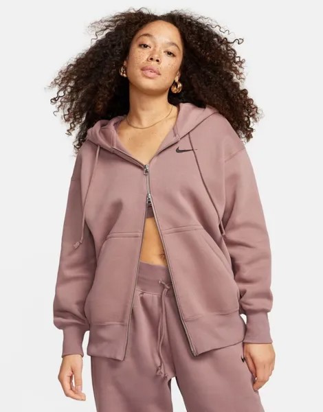Флисовая худи Nike Unisex Small Swoosh на молнии, фиолетовая