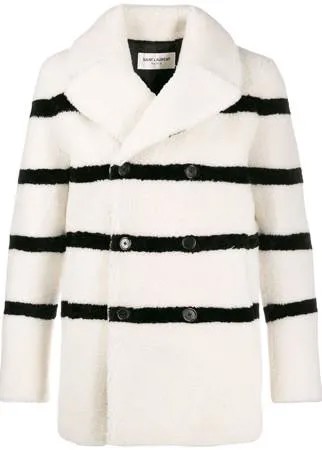Saint Laurent шуба из овчины в полоску