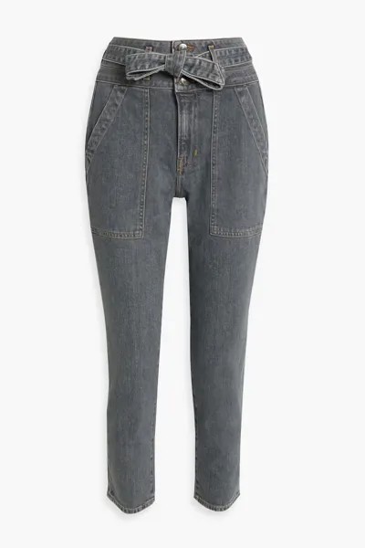 Прямые джинсы Logan с завышенной талией и поясом Veronica Beard, серый