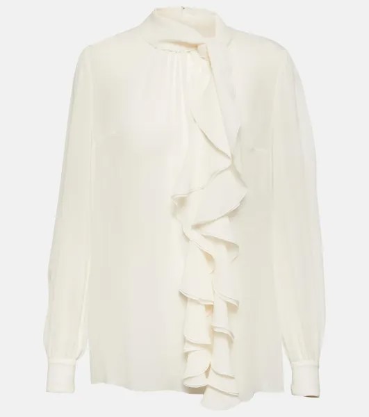 Шелковая блузка с оборками Dolce&Gabbana, бежевый
