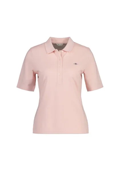Рубашка-поло женская - SLIM SHIELD PIQUE POLO, рукава до половины, планка на пуговицах, логотип, однотонная GANT, розовый