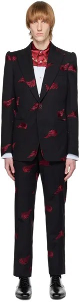 Черно-красный костюм с вышивкой Dries Van Noten