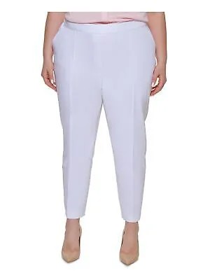 CALVIN KLEIN Женские белые прямые брюки с эластичной резинкой на спине, большие размеры 16 Вт