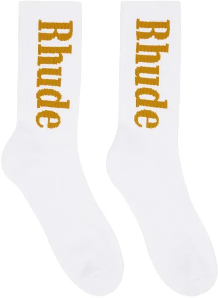 Бело-коричневые носки с логотипом Rhude