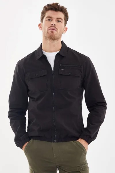 Легкая хлопковая куртка Chaser на молнии Threadbare, черный
