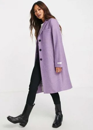 Однобортное пальто сиреневого цвета зауженного кроя Gianni Feraud-Фиолетовый цвет