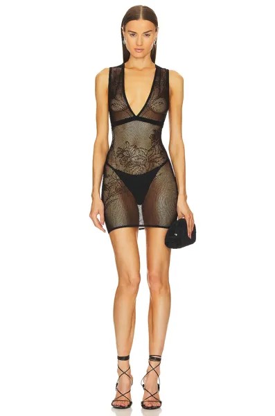 Платье мини Michael Costello x REVOLVE Talleen Floral Mesh Mini Knit Dress, черный