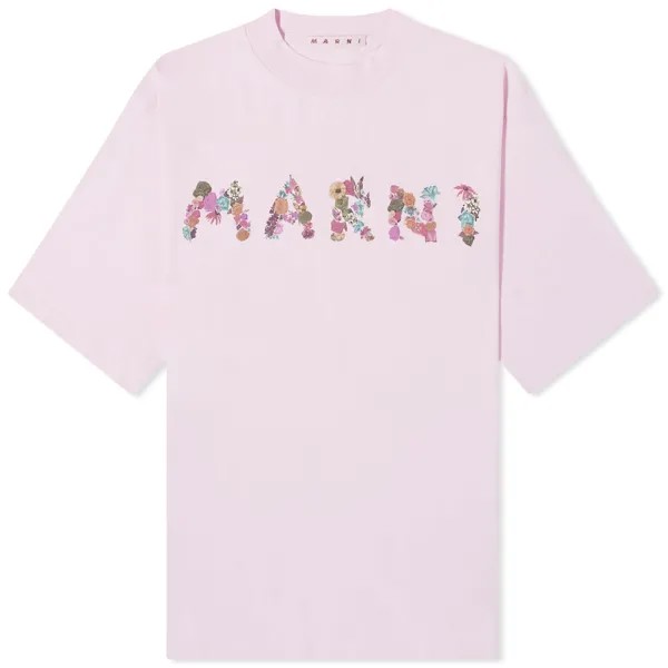 Футболка Marni Boquet Logo T-Shirt, цвет Magnolia