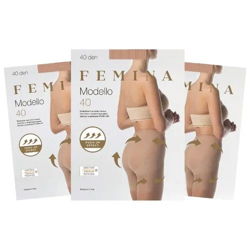 Женские колготки Femina, Modello 40 den, PUSH-UP, набор 3 шт., карамельный, размер 3