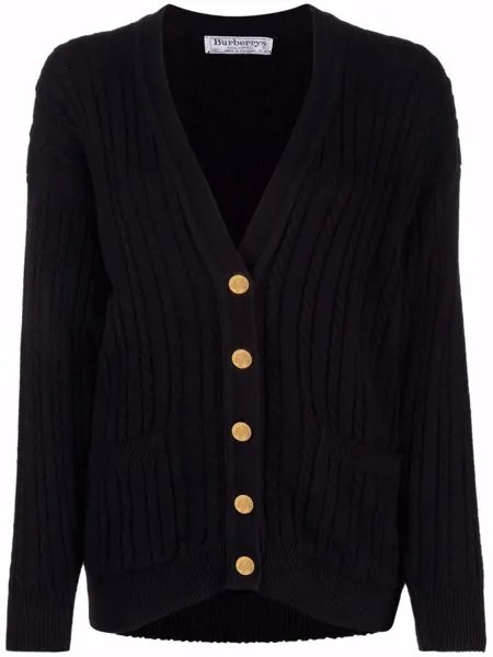 Burberry Pre-Owned фактурный кардиган 1990-х годов с V-образным вырезом