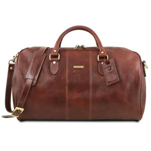 Дорожная кожаная сумка Tuscany Leather Lisbona даффл большой размер TL141657 Коричневый