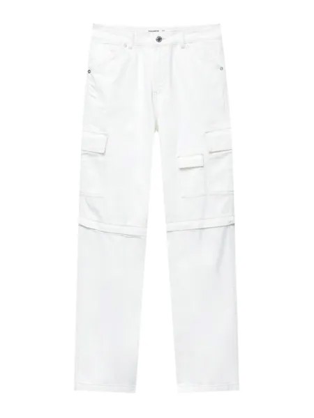 Широкие джинсы-карго Pull&Bear, белый
