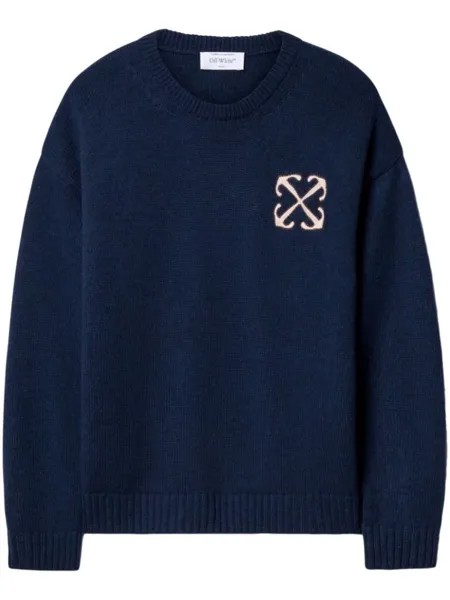 Off-White джемпер с логотипом, связанный интарсией, синий