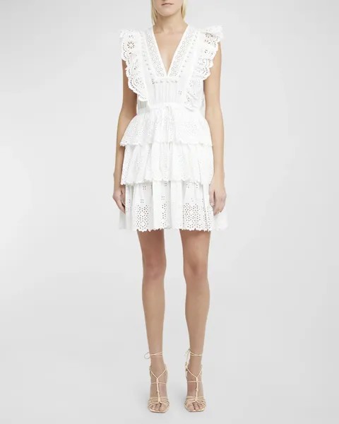 Свободное мини-платье Lilith Broderie Anglaise Ulla Johnson, цвет Cowrie