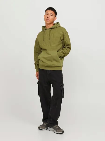 Толстовка Jack & Jones Struktur Hoodie Kapuzen Pullover JCOBLACK, оливковый