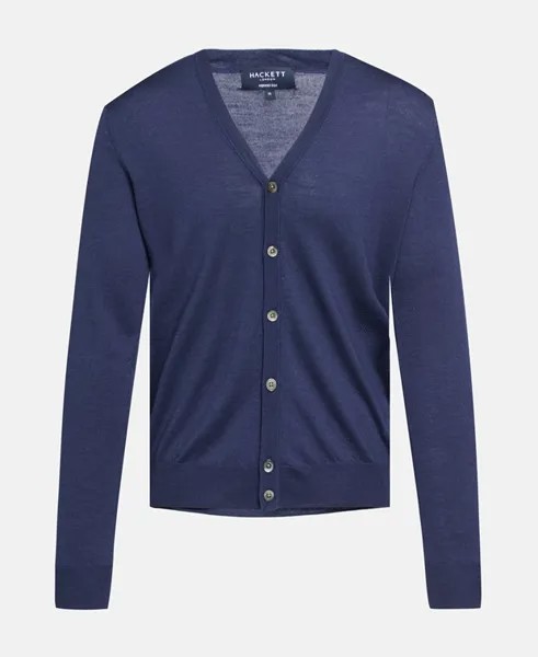 Кардиган из шерсти мериноса Hackett London, темно-синий