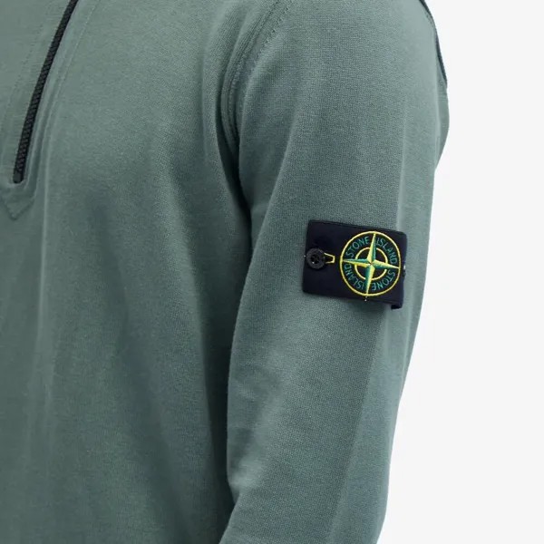 Stone Island Мягкая хлопковая трикотажная рубашка-поло с длинными рукавами, зеленый