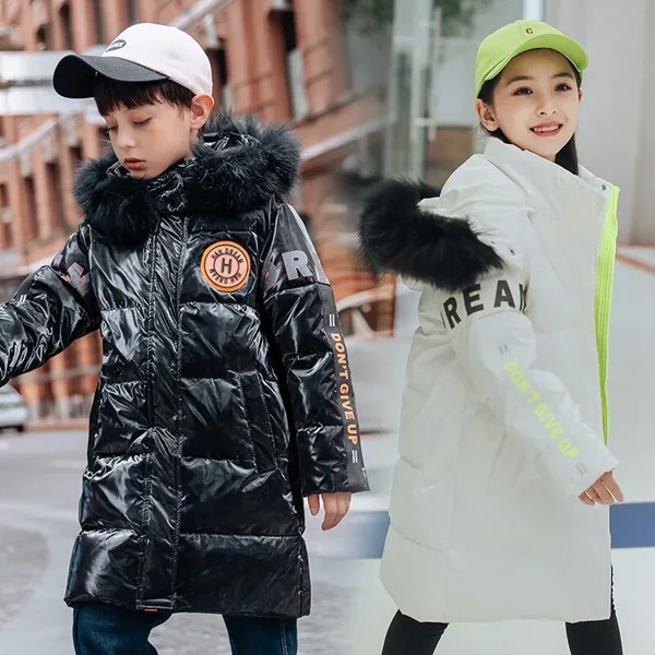 Детский пуховик OLEKID для девочек, зимнее водонепроницаемое теплое пальто для мальчиков с натуральным мехом, Детская верхняя одежда для подростков, парки, 2023