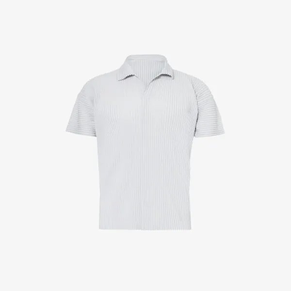 Трикотажная рубашка-поло стандартного кроя со складками Homme Plisse Issey Miyake, серый