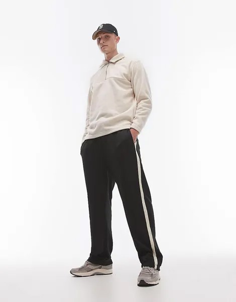 Topman – черные джоггеры прямого кроя с полосками