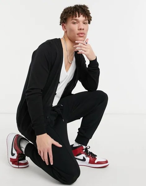 Кардиган без застежки с закругленным нижним краем ASOS DESIGN-Черный цвет
