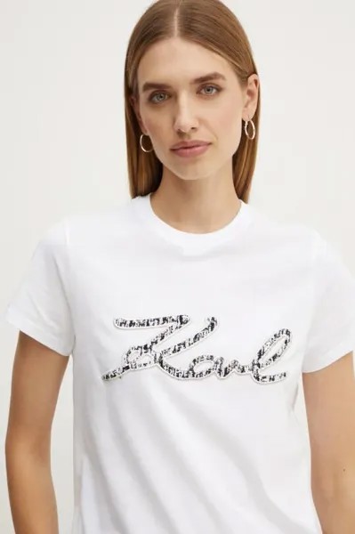 Хлопковая футболка Karl Lagerfeld, белый