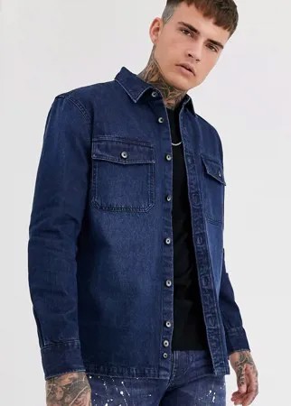Синяя джинсовая рубашка в рабочем стиле Celio-Синий