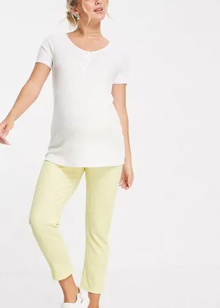 Фактурные брюки-галифе лимонного цвета с поясом и лентой под животом ASOS DESIGN Maternity-Желтый