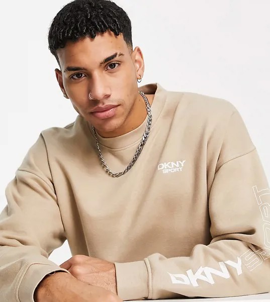 Коричневый свитшот с логотипом на рукаве DKNY Sport-Коричневый цвет