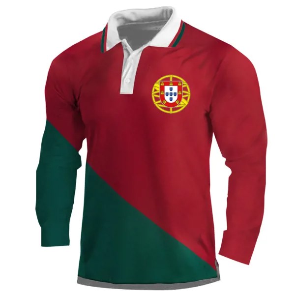Мужская футболка-поло с длинным рукавом Portugal Soccer Polo